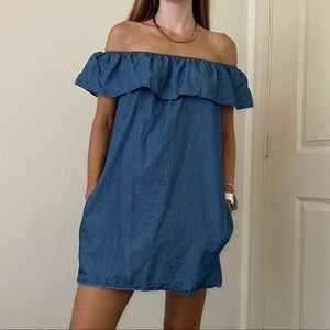 STRAPLESS DENIM DRESS